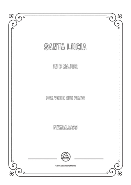 Nameless-Santa Lucia in B Major,for voice and piano (arr. MSM)