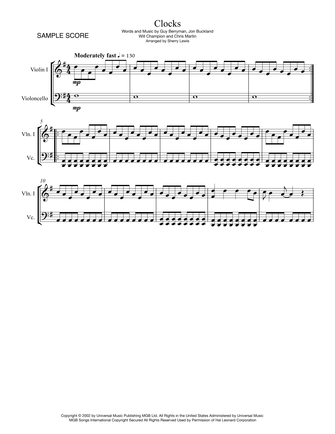 Clocks (arr. Sherry Lewis)