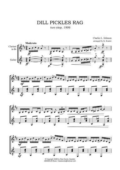 Dill Pickles Rag for clarinet in Bb and guitar (arr. Amadeus Music)