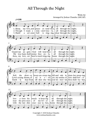 All Through the Night (Welsh Air) (arr. Joshua Chandra)