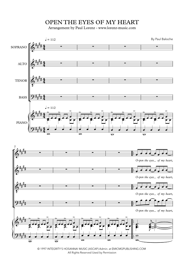 Open The Eyes Of My Heart (arr. Paul Lorenz)