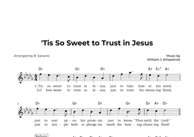 'Tis So Sweet to Trust in Jesus (Key of D-Flat Major) (arr. R. Salvario)
