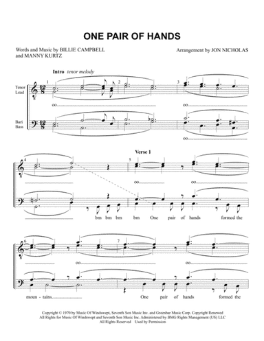 One Pair Of Hands (arr. Jon Nicholas)
