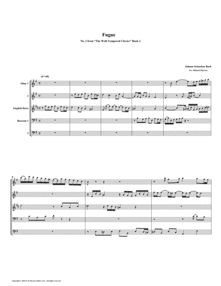Fugue 02 from Well-Tempered Clavier, Book 2 (Double Reed Quintet) (arr. Richard Byrnes)