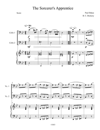 The Sorcerer's Apprentice (Cello Duet with Piano Accompaniment) (arr. B. C. Dockery)