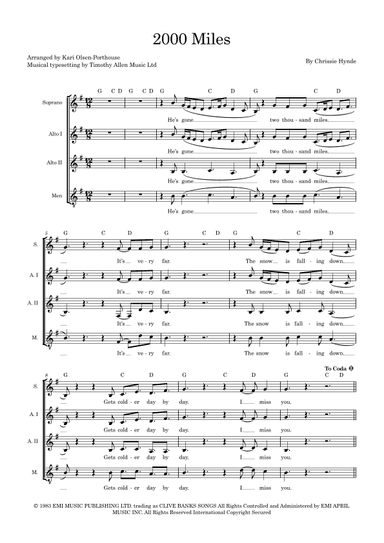 2000 Miles (arr. Kari Olsen-Porthouse)