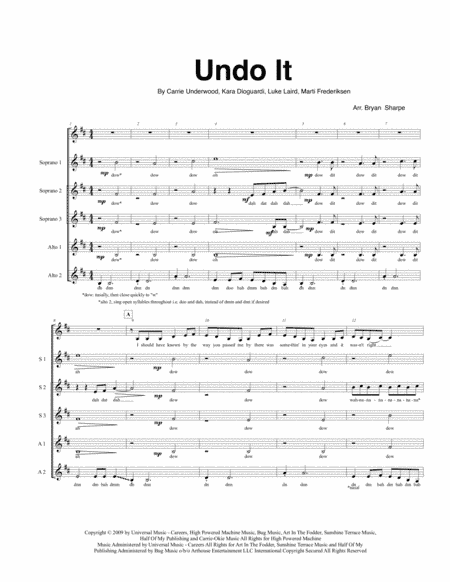Undo It (arr. Bryan Sharpe)