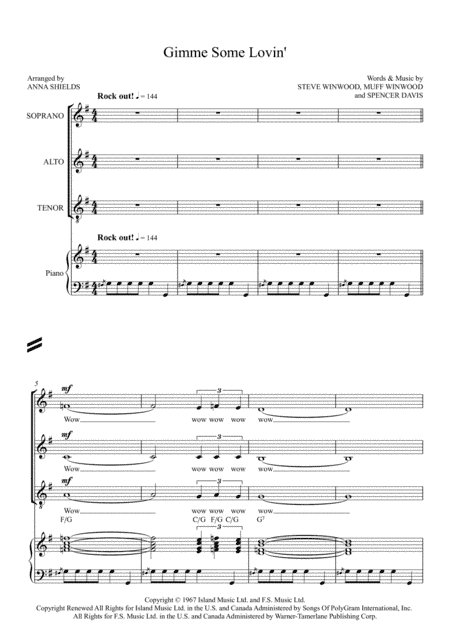 Gimme Some Lovin' (arr. Anna Shields)