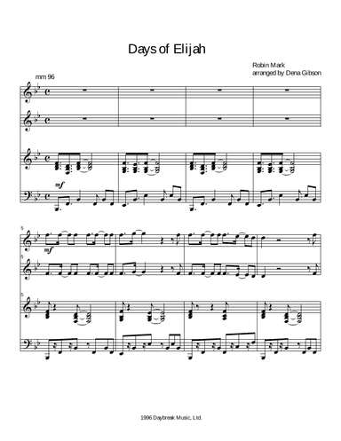 Days Of Elijah (arr. Dena Gibson)
