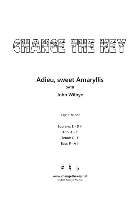 Adieu, sweet Amaryllis - C Minor (arr. Change the Key)