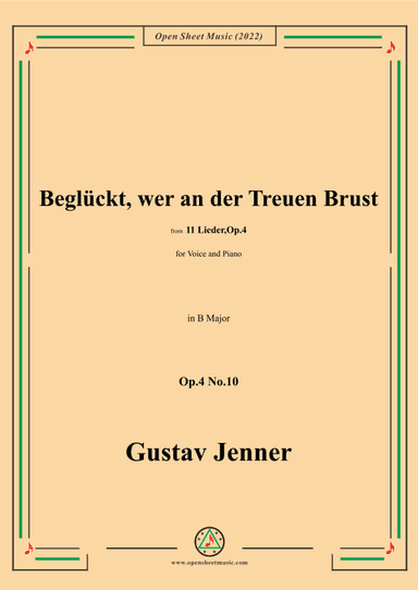 Jenner-Beglückt,wer an der Treuen Brust,in B Major,Op.4 No.10 (arr. OSM Press)