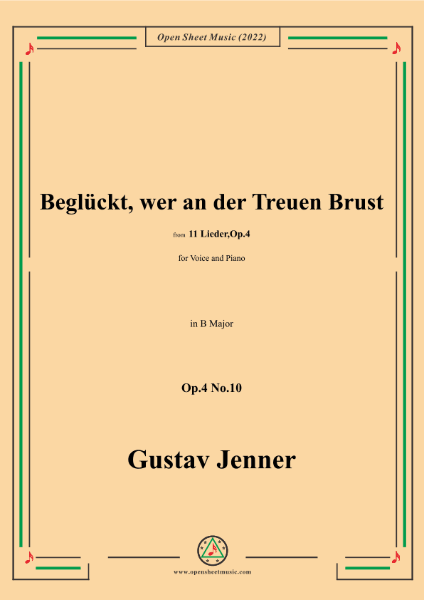 Jenner-Beglückt,wer an der Treuen Brust,in B Major,Op.4 No.10 (arr. OSM Press)