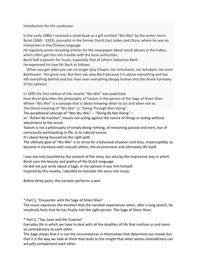 Wu Wei - Short Story For Narrator And Orchestra