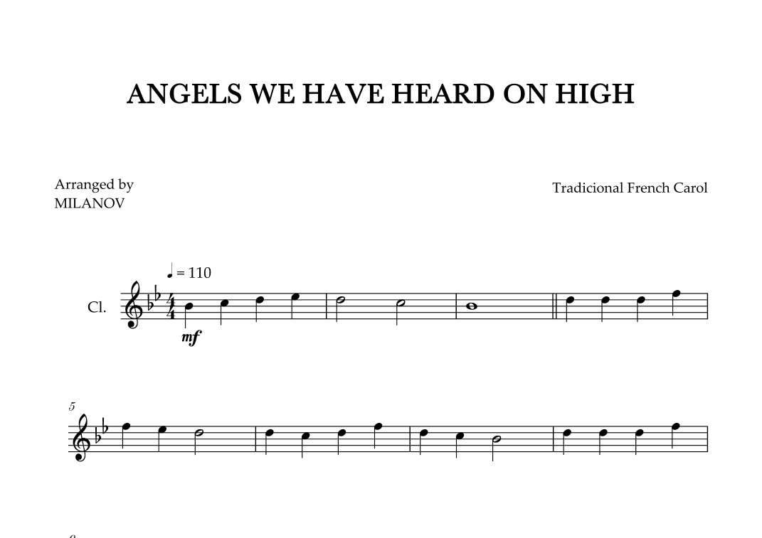 Angels We Have Heard on High | Christmas song | clarinet | easy beginner (arr. Milanov)