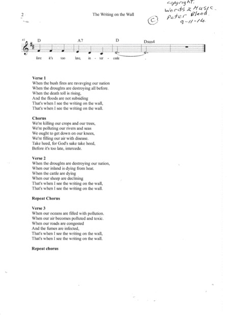 The Writing on the Wall. ( Lyrics )