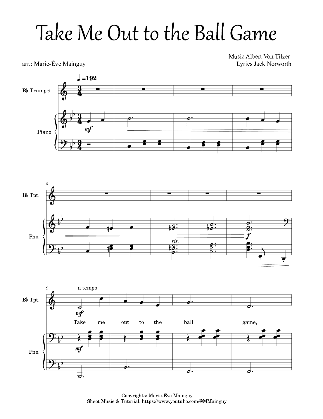 Take Me Out to the Ball Game (arr. Marie-Ève Mainguy)