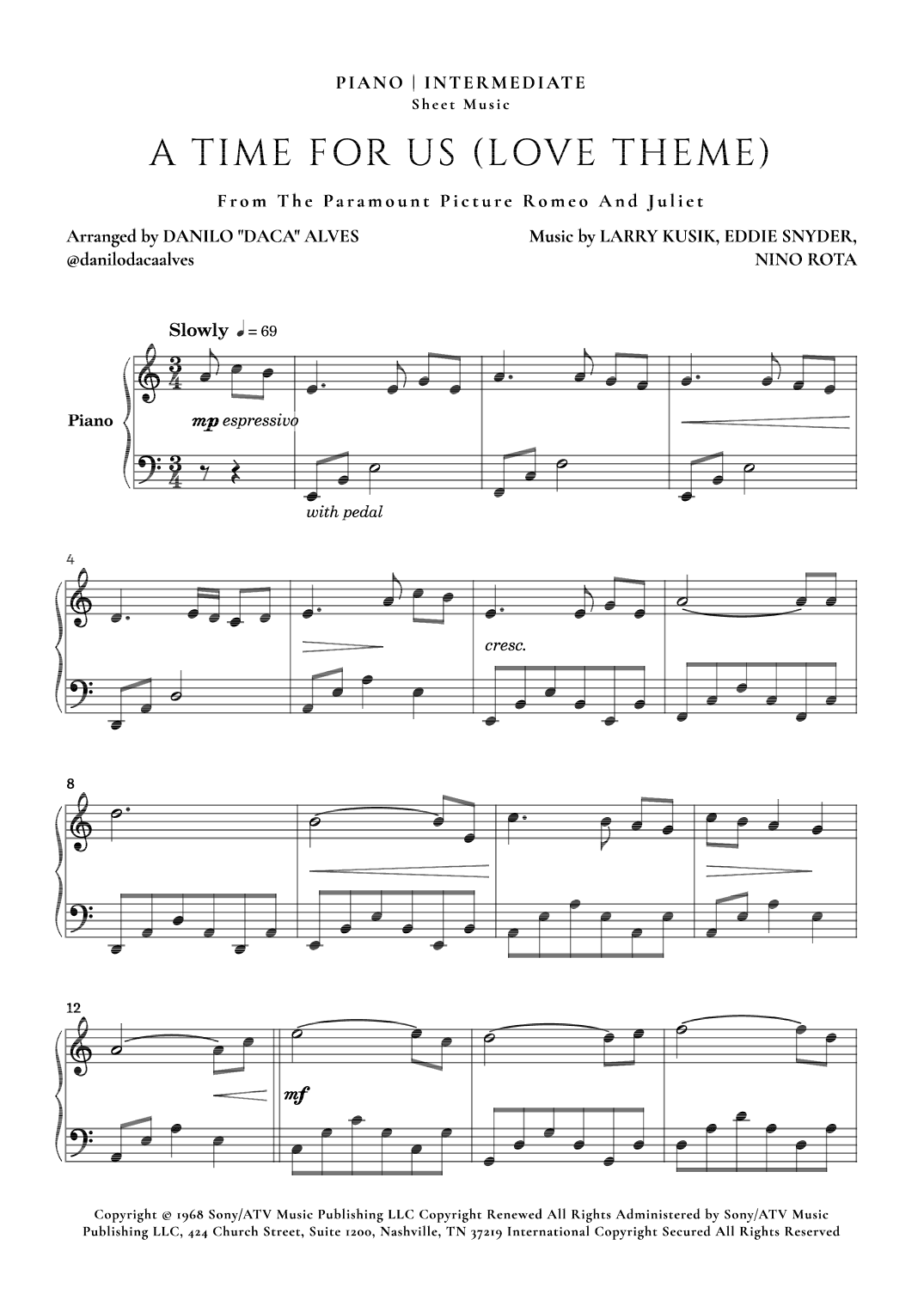 A Time For Us (love Theme) (arr. Danilo "Daca" Alves)
