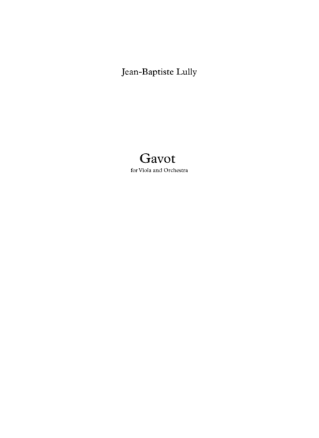 J.P.Lully "Gavot" for viola and string orchestra (arr. Seva Youdenitch)