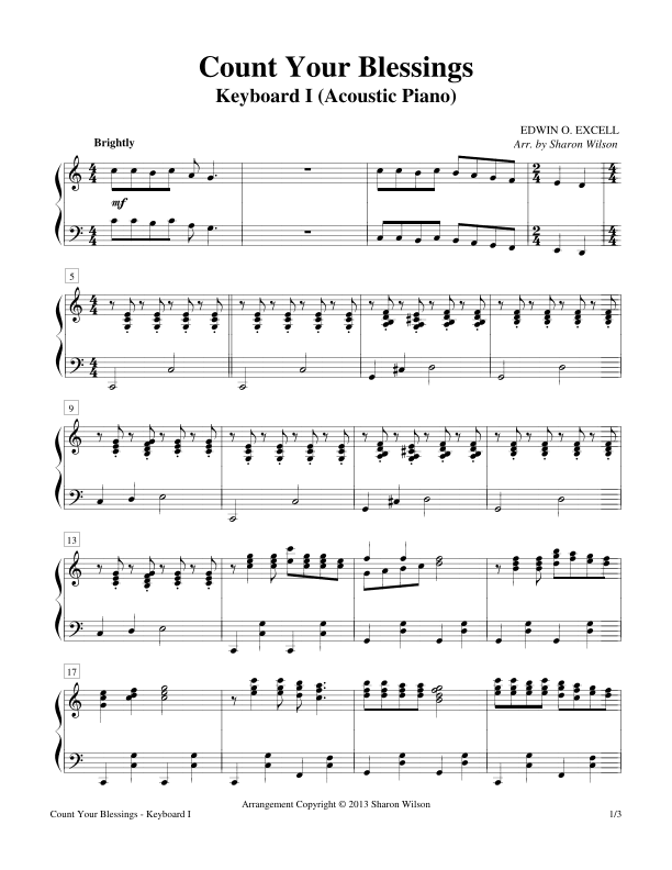 Count Your Blessings (2 Pianos, 4 Hands) (arr. Sharon Wilson Music)