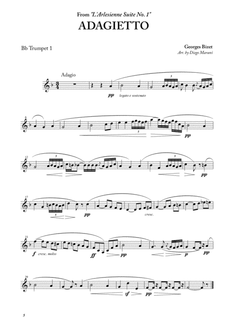 Adagietto from "L'Arlesienne Suite No. 1" for Brass Quartet (arr. Diego Marani)