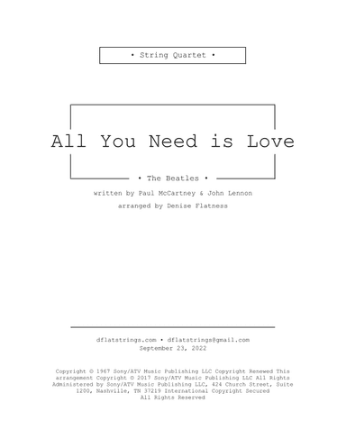 All You Need Is Love (arr. Denise Flatness)