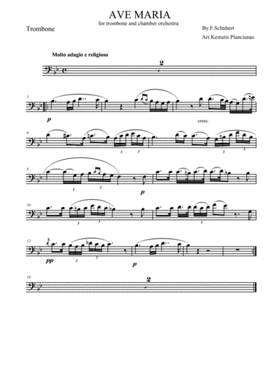 Ave Maria (For trombone and chamber orchestra) (arr. Kestutis Planciunas)