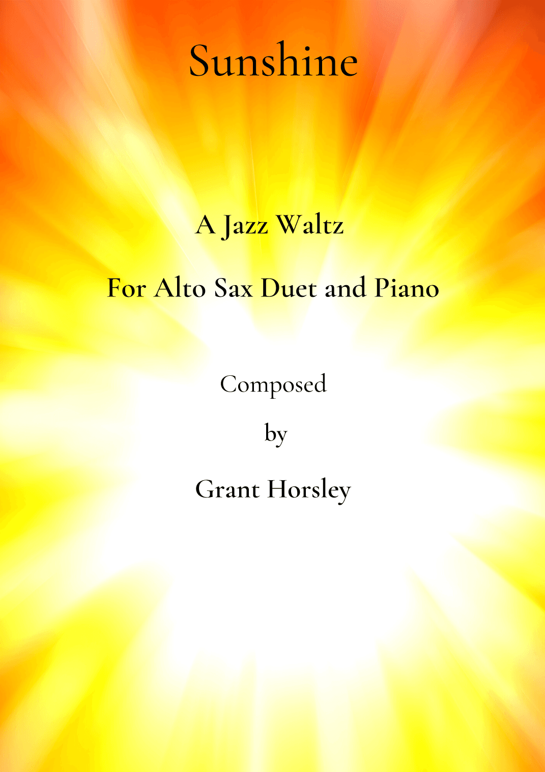 Sunshine. A Jazz Waltz for Alto Sax Duet and Piano- Intermediate