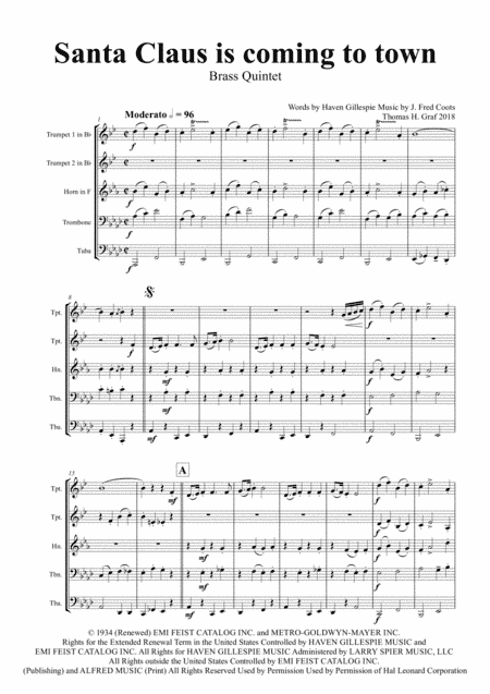 Santa Claus Is Comin' To Town (arr. Thomas H. Graf)