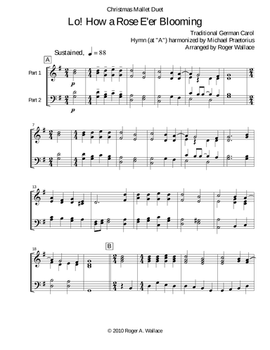 Lo! How a Rose E'er Blooming (Marimba Duet) (arr. Roger Wallace)