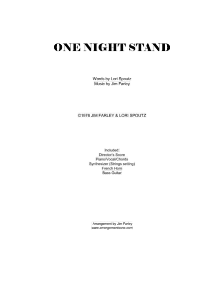 One Night Stand (Arranged for Piano, Bass, Synthesizer & French Horn)