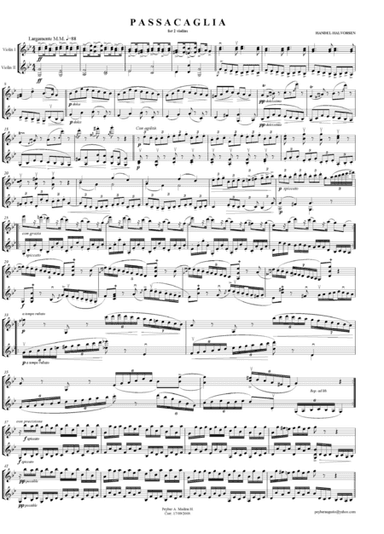 PASSACAGLIA, HANDEL-HALVORSEN, FOR TWO VIOLINS (arr. PEYBER MEDINA)