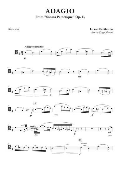 Adagio from "Sonata Pathetique" for Bassoon & Piano (arr. Diego Marani)