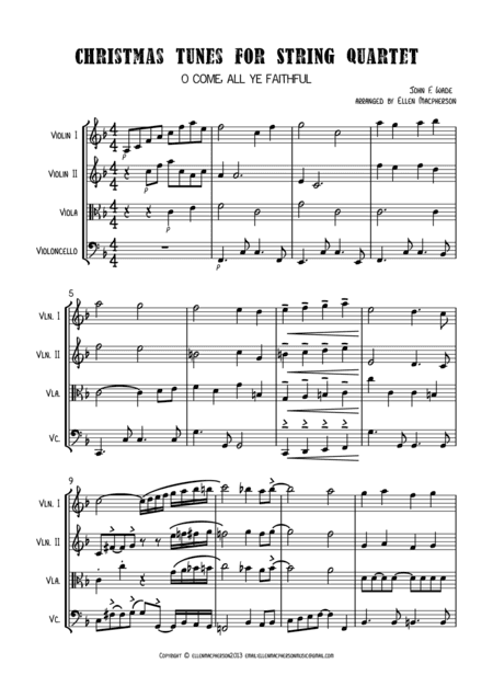 Christmas Tunes for String Quartet - O Come, All Ye Faithful (arr. Ellen Macpherson)