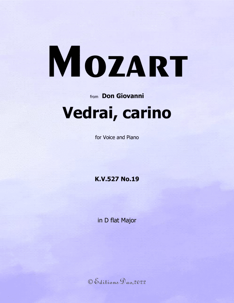 Vedrai, carino, by Mozart, in D flat Major (arr. Editions Dao)