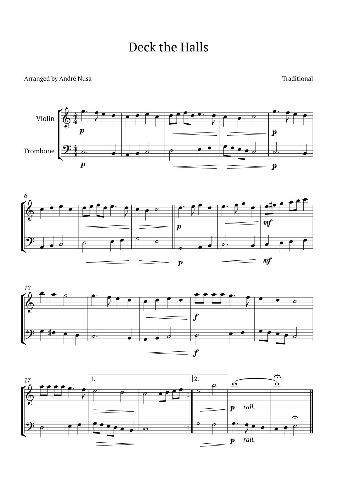 Deck the Halls (arr. André Nusa)