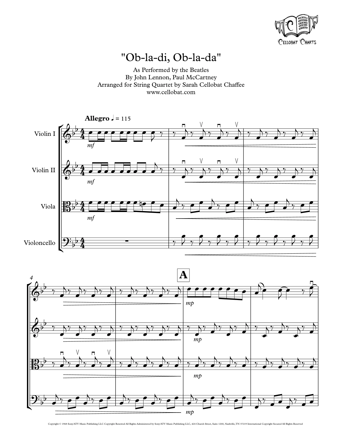Ob-la-di, Ob-la-da (arr. Sarah Cellobat Chaffee)