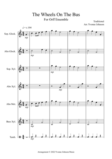 The Wheels On The Bus - For Orff Ensemble (arr. Yvonne Johnson)