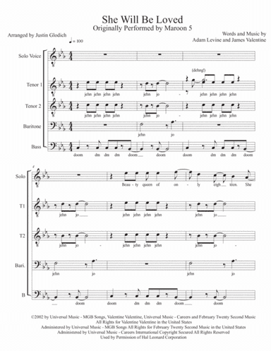 She Will Be Loved (arr. Justin A. Glodich)