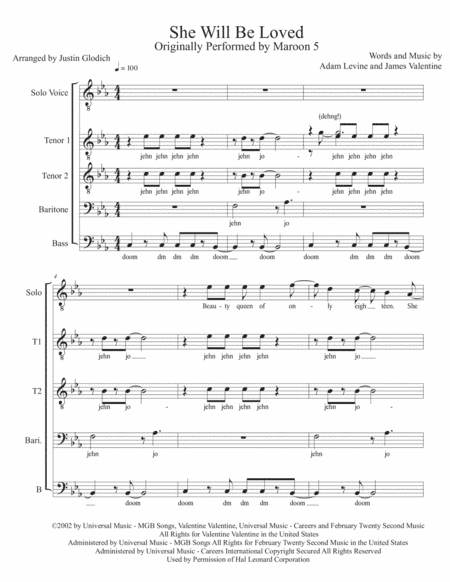 She Will Be Loved (arr. Justin A. Glodich)