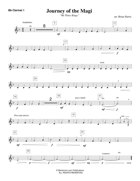 JOURNEY OF THE MAGI ("We Three Kings") - young concert band, easy - score, parts & license to copy) (arr. Brian Harris)