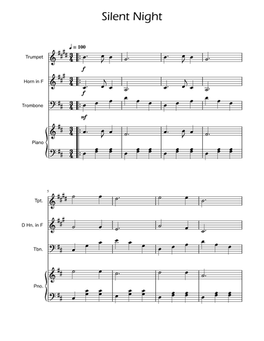 Silent Night - Brass Trio w/ Piano (arr. Ygor Nunes)