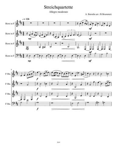 Borodin Streichquartette for four horns (arr. Jennifer Brummett)