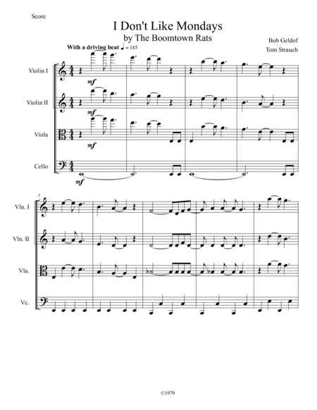 I Don't Like Mondays (arr. Tom Strauch)