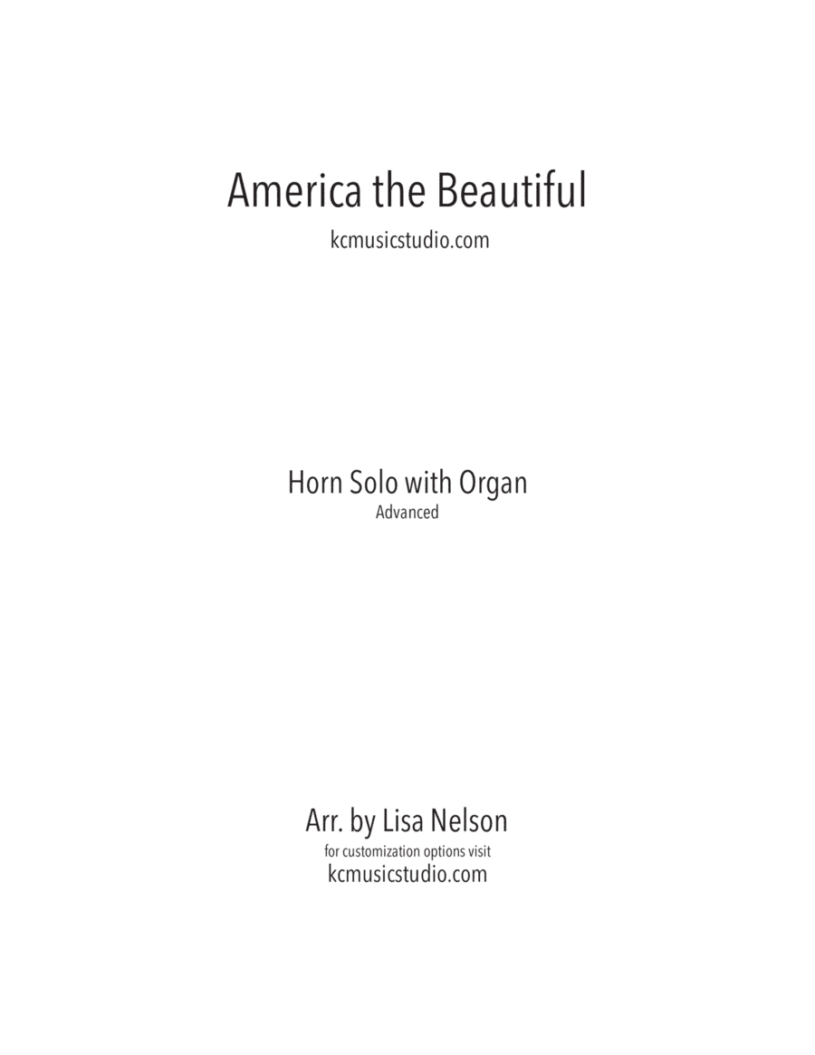 America the Beautiful Horn Solo and Organ - Advanced (arr. Lisa Nelson)