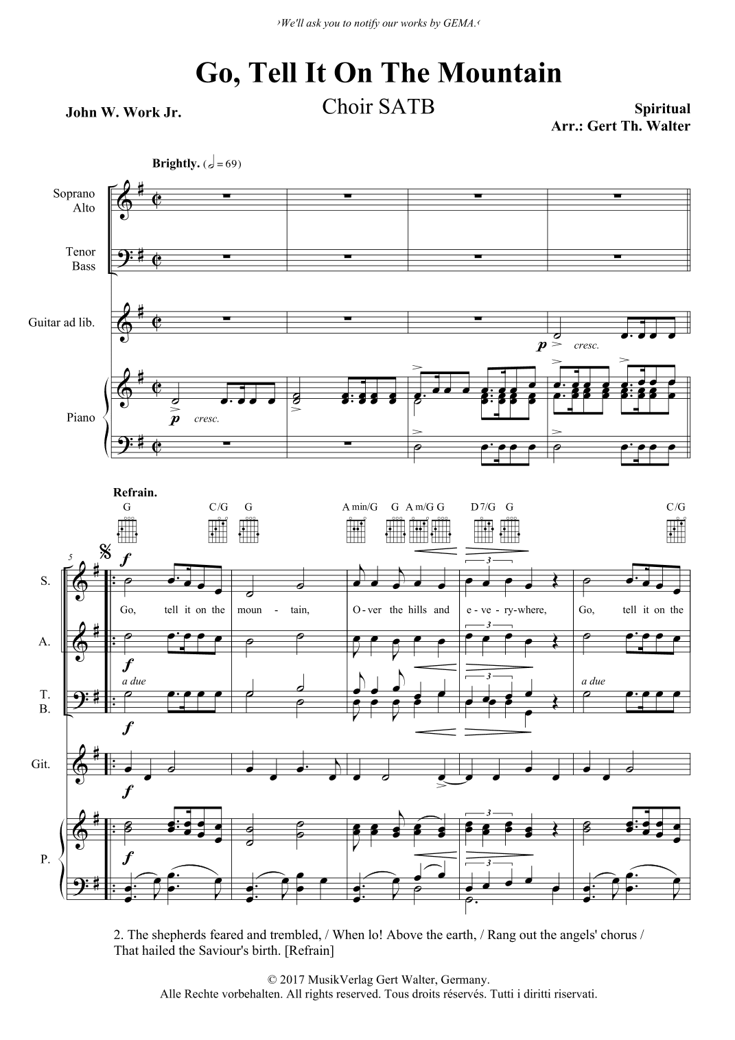Go, Tell It On The Mountain (arr. Gert Th. Walter)