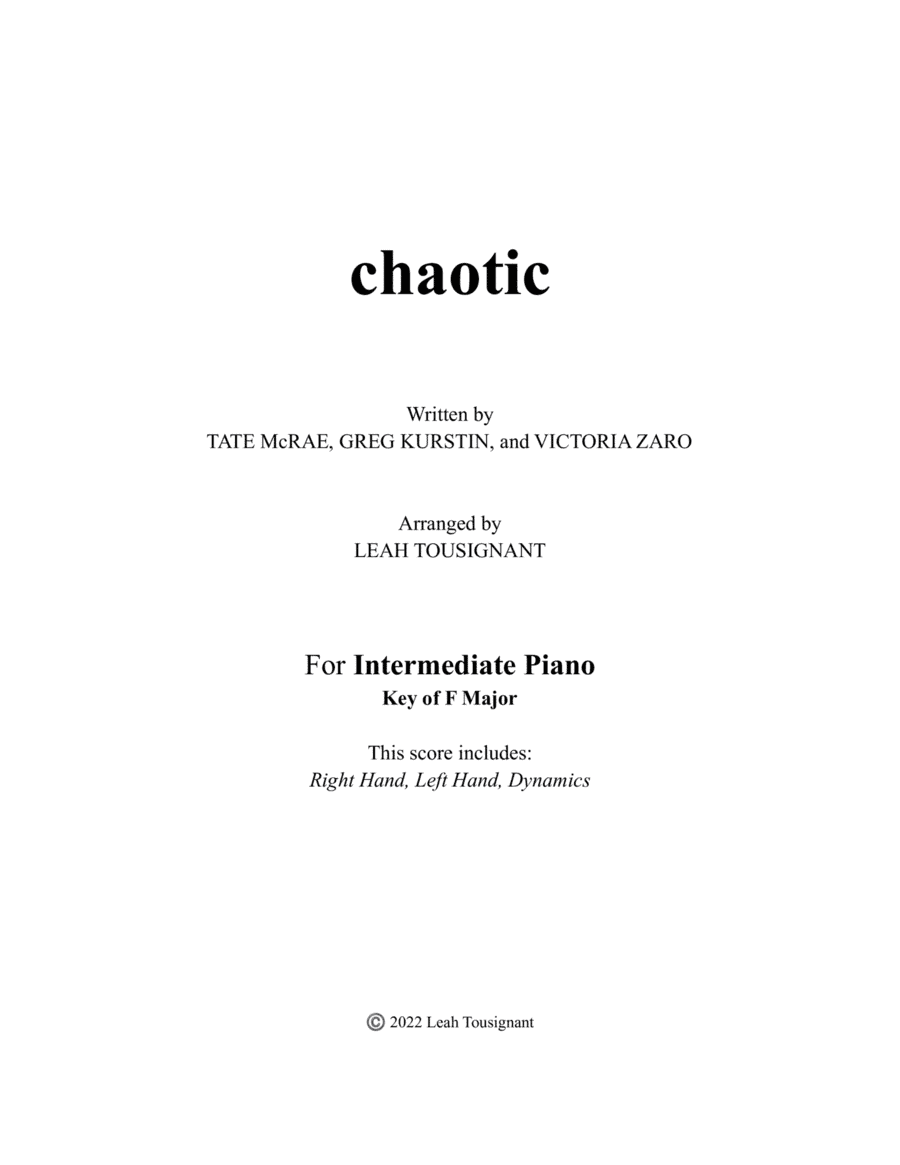 Chaotic (arr. Leah Tousignant)