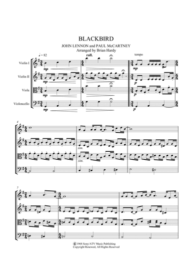 Blackbird (arr. Brian Hardy, Bacchus Quartet)