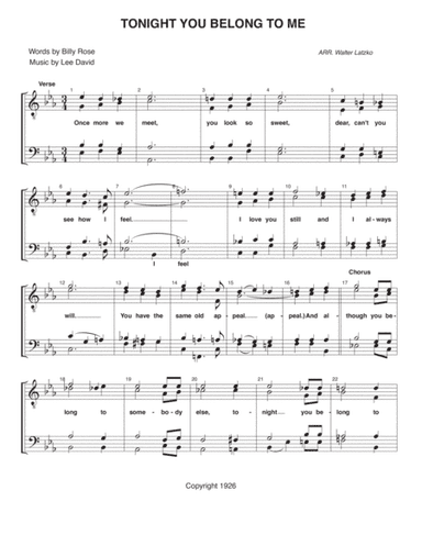 Tonight You Belong To Me (arr. Walter Latzko)