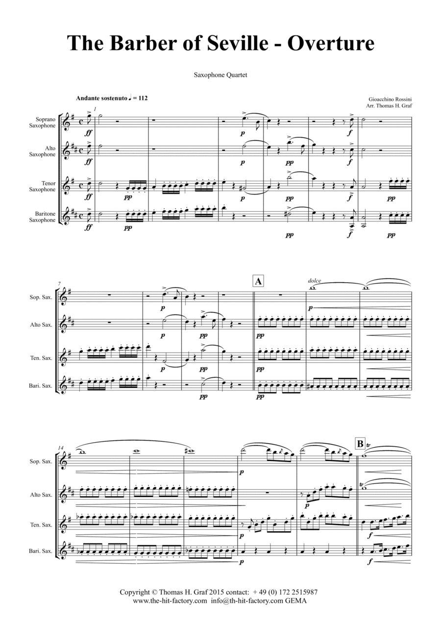 The Barber of Seville - Overture - Saxophone Quartet (arr. Thomas Graf)
