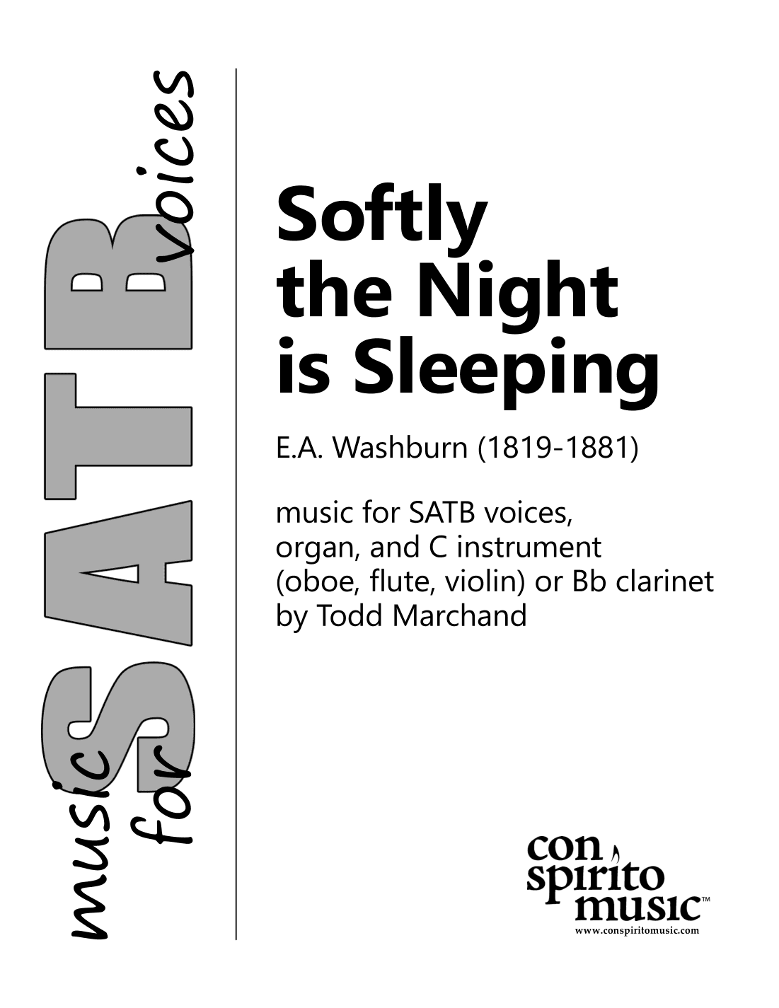 Softly the Night is Sleeping — SATB voices, organ, solo instrument